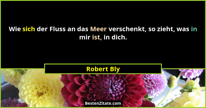 Wie sich der Fluss an das Meer verschenkt, so zieht, was in mir ist, in dich.... - Robert Bly