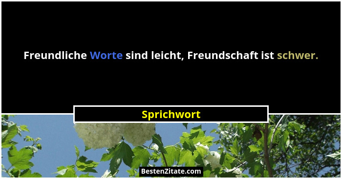 Freundliche Worte sind leicht, Freundschaft ist schwer.... - Sprichwort