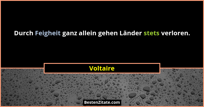 Durch Feigheit ganz allein gehen Länder stets verloren.... - Voltaire