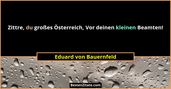 Zittre, du großes Österreich, Vor deinen kleinen Beamten!... - Eduard von Bauernfeld