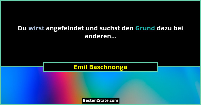 Du wirst angefeindet und suchst den Grund dazu bei anderen...... - Emil Baschnonga