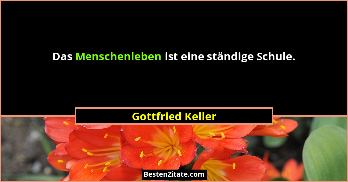 Das Menschenleben ist eine ständige Schule.... - Gottfried Keller