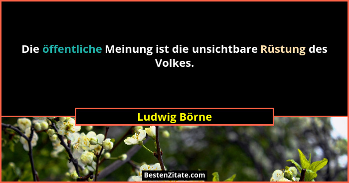 Die öffentliche Meinung ist die unsichtbare Rüstung des Volkes.... - Ludwig Börne