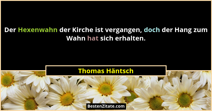 Der Hexenwahn der Kirche ist vergangen, doch der Hang zum Wahn hat sich erhalten.... - Thomas Häntsch