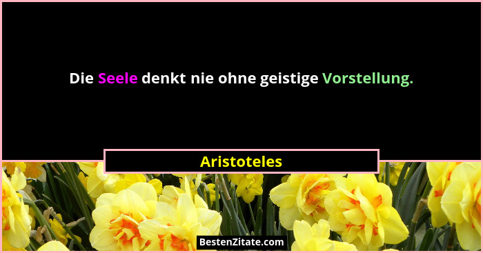 Die Seele denkt nie ohne geistige Vorstellung.... - Aristoteles