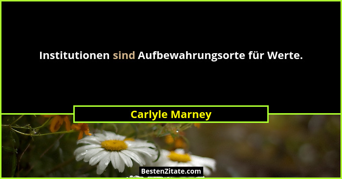 Institutionen sind Aufbewahrungsorte für Werte.... - Carlyle Marney