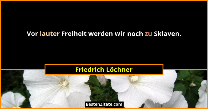Vor lauter Freiheit werden wir noch zu Sklaven.... - Friedrich Löchner
