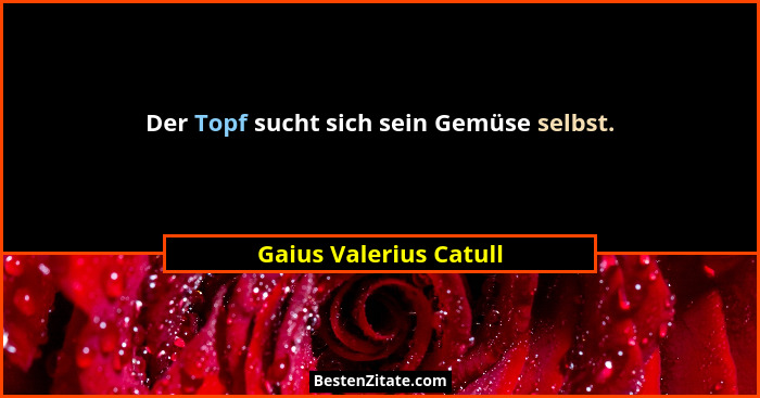 Der Topf sucht sich sein Gemüse selbst.... - Gaius Valerius Catull