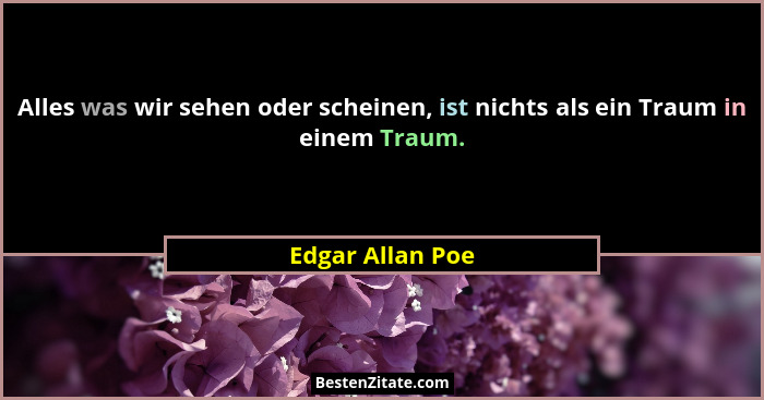 Alles was wir sehen oder scheinen, ist nichts als ein Traum in einem Traum.... - Edgar Allan Poe
