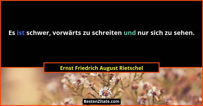 Es ist schwer, vorwärts zu schreiten und nur sich zu sehen.... - Ernst Friedrich August Rietschel