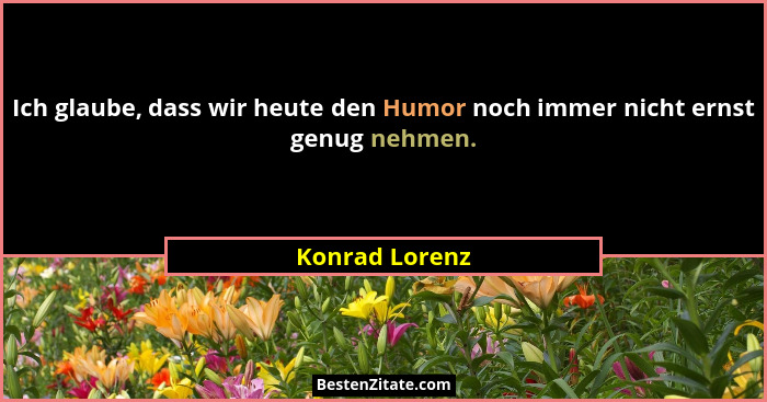 Ich glaube, dass wir heute den Humor noch immer nicht ernst genug nehmen.... - Konrad Lorenz