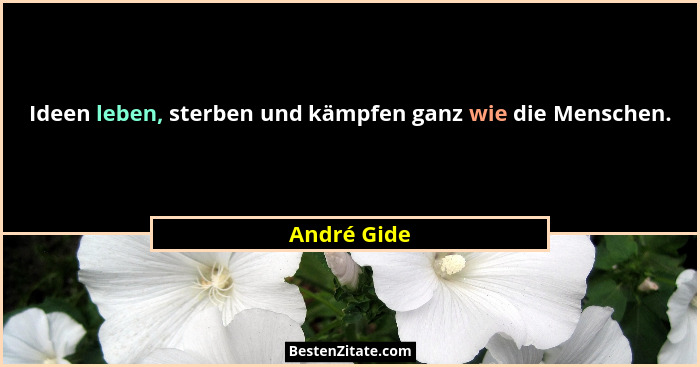 Ideen leben, sterben und kämpfen ganz wie die Menschen.... - André Gide