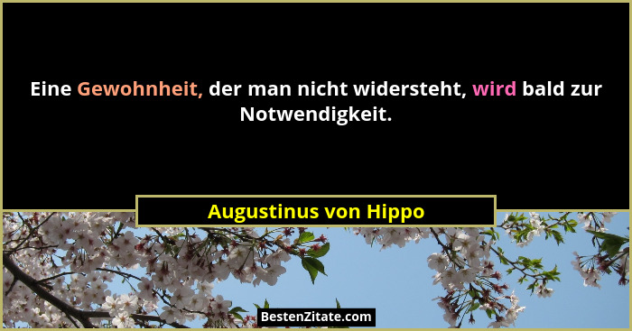 Eine Gewohnheit, der man nicht widersteht, wird bald zur Notwendigkeit.... - Augustinus von Hippo