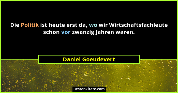 Die Politik ist heute erst da, wo wir Wirtschaftsfachleute schon vor zwanzig Jahren waren.... - Daniel Goeudevert