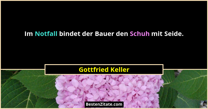Im Notfall bindet der Bauer den Schuh mit Seide.... - Gottfried Keller