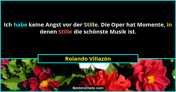 Ich habe keine Angst vor der Stille. Die Oper hat Momente, in denen Stille die schönste Musik ist.... - Rolando Villazón