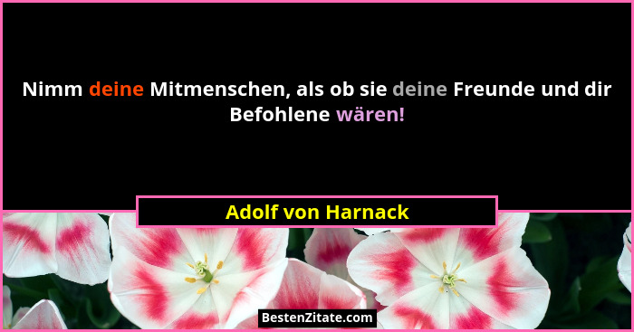 Nimm deine Mitmenschen, als ob sie deine Freunde und dir Befohlene wären!... - Adolf von Harnack