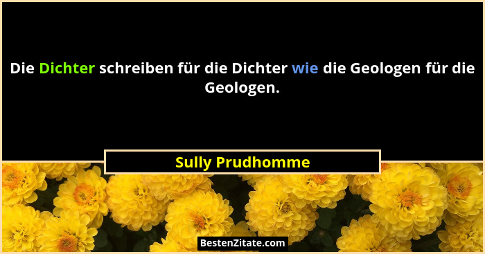 Die Dichter schreiben für die Dichter wie die Geologen für die Geologen.... - Sully Prudhomme