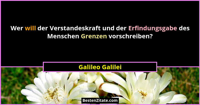 Wer will der Verstandeskraft und der Erfindungsgabe des Menschen Grenzen vorschreiben?... - Galileo Galilei