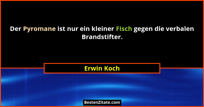 Der Pyromane ist nur ein kleiner Fisch gegen die verbalen Brandstifter.... - Erwin Koch