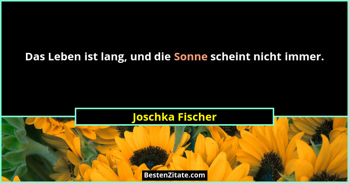 Das Leben ist lang, und die Sonne scheint nicht immer.... - Joschka Fischer
