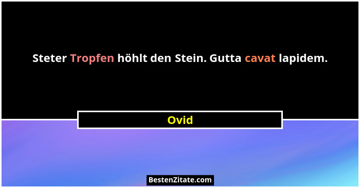 Steter Tropfen höhlt den Stein. Gutta cavat lapidem.... - Ovid