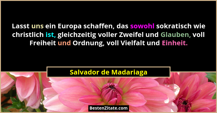 Lasst uns ein Europa schaffen, das sowohl sokratisch wie christlich ist, gleichzeitig voller Zweifel und Glauben, voll Freihei... - Salvador de Madariaga
