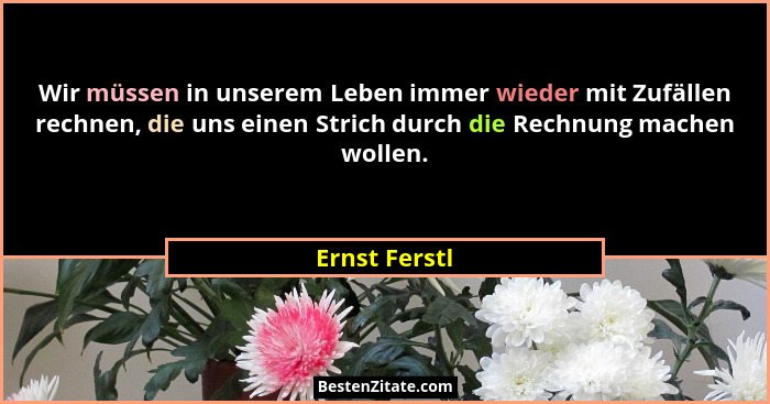 Wir müssen in unserem Leben immer wieder mit Zufällen rechnen, die uns einen Strich durch die Rechnung machen wollen.... - Ernst Ferstl