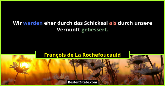 Wir werden eher durch das Schicksal als durch unsere Vernunft gebessert.... - François de La Rochefoucauld