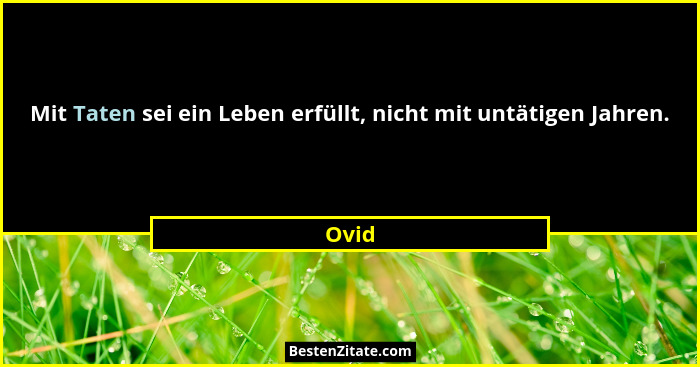 Mit Taten sei ein Leben erfüllt, nicht mit untätigen Jahren.... - Ovid