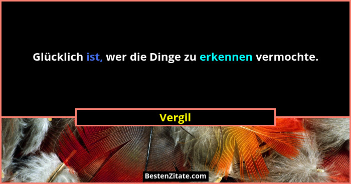 Glücklich ist, wer die Dinge zu erkennen vermochte.... - Vergil