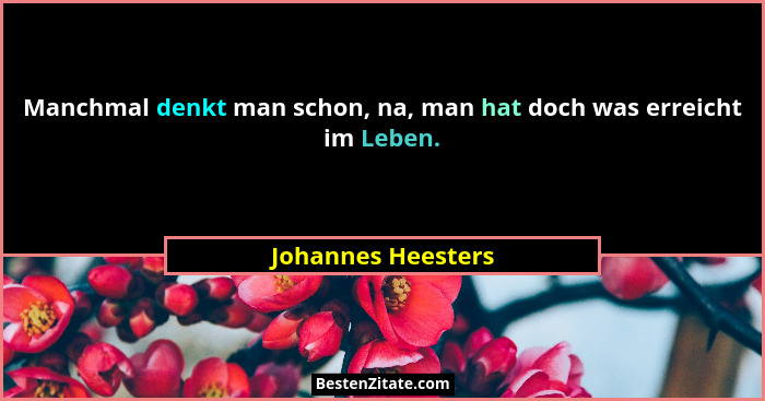 Manchmal denkt man schon, na, man hat doch was erreicht im Leben.... - Johannes Heesters