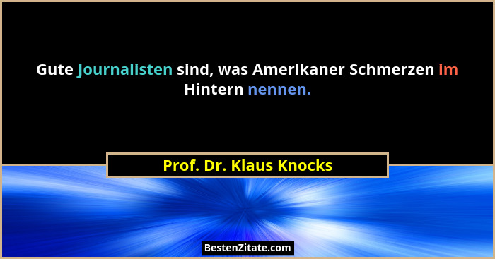 Gute Journalisten sind, was Amerikaner Schmerzen im Hintern nennen.... - Prof. Dr. Klaus Knocks