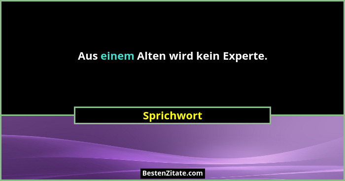 Aus einem Alten wird kein Experte.... - Sprichwort