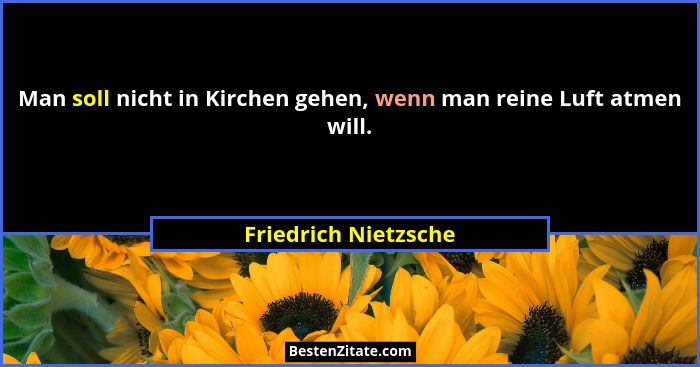 Man soll nicht in Kirchen gehen, wenn man reine Luft atmen will.... - Friedrich Nietzsche