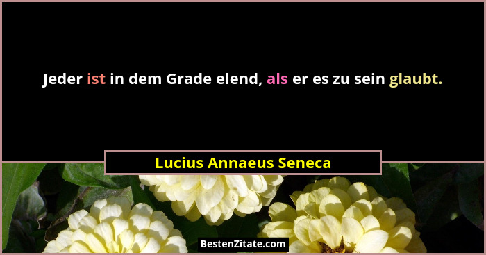 Jeder ist in dem Grade elend, als er es zu sein glaubt.... - Lucius Annaeus Seneca