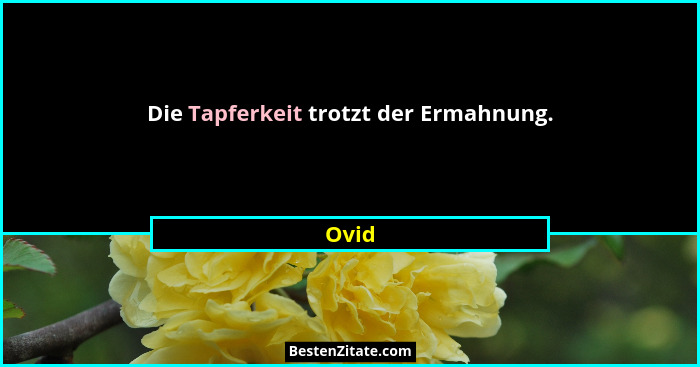 Die Tapferkeit trotzt der Ermahnung.... - Ovid