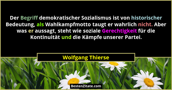 Der Begriff demokratischer Sozialismus ist von historischer Bedeutung, als Wahlkampfmotto taugt er wahrlich nicht. Aber was er auss... - Wolfgang Thierse