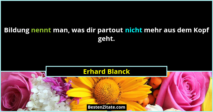 Bildung nennt man, was dir partout nicht mehr aus dem Kopf geht.... - Erhard Blanck
