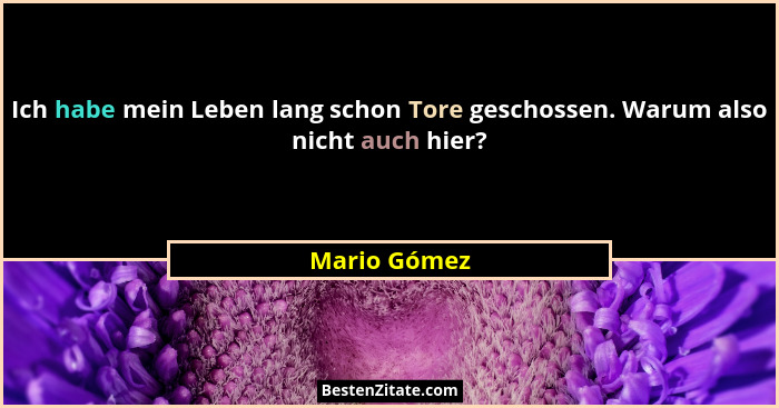 Ich habe mein Leben lang schon Tore geschossen. Warum also nicht auch hier?... - Mario Gómez