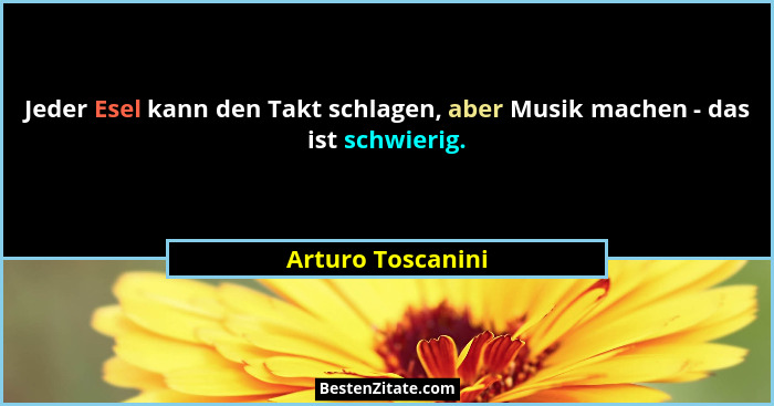 Jeder Esel kann den Takt schlagen, aber Musik machen - das ist schwierig.... - Arturo Toscanini