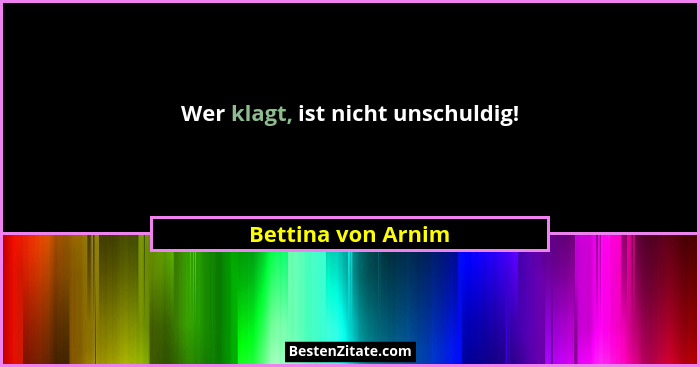 Wer klagt, ist nicht unschuldig!... - Bettina von Arnim