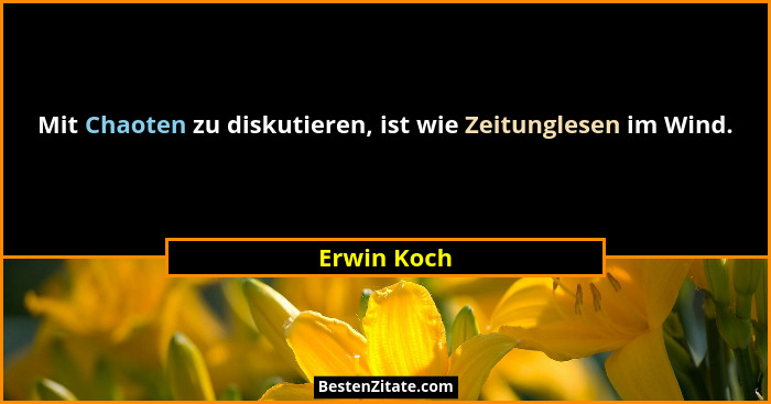Mit Chaoten zu diskutieren, ist wie Zeitunglesen im Wind.... - Erwin Koch