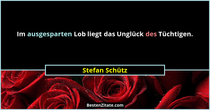 Im ausgesparten Lob liegt das Unglück des Tüchtigen.... - Stefan Schütz