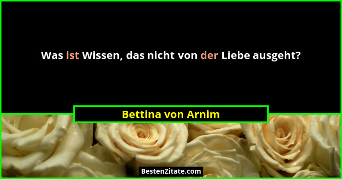 Was ist Wissen, das nicht von der Liebe ausgeht?... - Bettina von Arnim