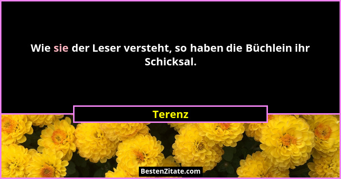 Wie sie der Leser versteht, so haben die Büchlein ihr Schicksal.... - Terenz