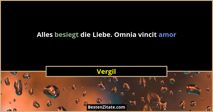 Alles besiegt die Liebe. Omnia vincit amor... - Vergil