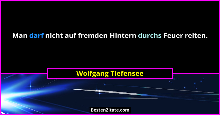 Man darf nicht auf fremden Hintern durchs Feuer reiten.... - Wolfgang Tiefensee