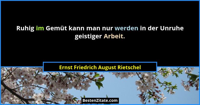 Ruhig im Gemüt kann man nur werden in der Unruhe geistiger Arbeit.... - Ernst Friedrich August Rietschel