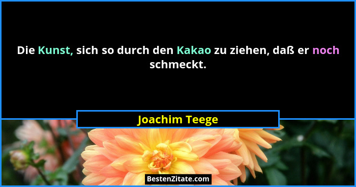Die Kunst, sich so durch den Kakao zu ziehen, daß er noch schmeckt.... - Joachim Teege